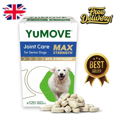 BRANDED Lintbells YuMOVE Senior MAX Strength Dog Joint Supplement Stiff Older Dogs-120