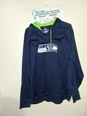 PARA HOMBRES MANGA LARGA SEATTLE SEAHAWKS sudadera con capucha ligera POR MAJESTIC, TALLA L/G/G Foto 1 de 3