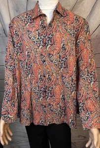 TALLIA Men’s XL 17 1/2 shirt PAISLEY multi color Button Down - Picture 1 of 6