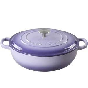Enameled Cast Iron Dutch Oven Shallow Casserole Braiser with Dual Handle, 3.8... - Picture 1 of 8