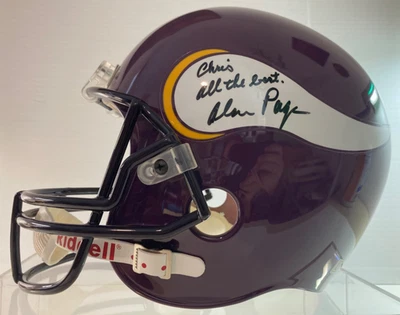 艾伦·佩奇明尼苏达维京人签名亲笔签名全尺寸复制品头盔 — 第 1/4 张图片