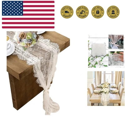6 Pcs White Lace Table Runner 14 x 120 Inch Embroidered Boho Table Runner for... - Image 1 of 4