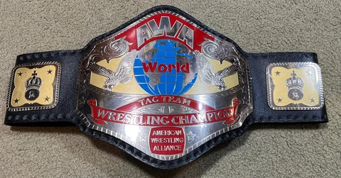 AWA World Tag Team Championship Replica Tittle Belt Brass 2MM Plates Adult Size! Cover