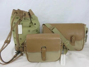 Adrienne Vittadini Conchita Beige 3 Piece Luggage Set. Canvas/Leather NWT - Picture 1 of 18