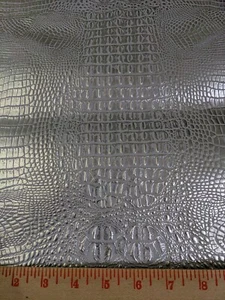 Crocodile Embossed Vinyl Matte Silver Faux Fake Leather Fabric Craft 27x40" - Picture 1 of 5