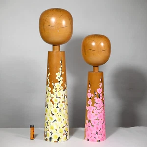 Master TAKAHASHI HASHIME Kokeshi Pair, Signed, 1970s Japan - X-Large: 18", 5 lbs - Picture 1 of 14