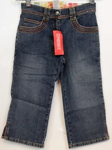 NEW 2007 Gymboree Island Getaway Denim Capris sz 8 Pocket Contrast Stitch Flower - Picture 1 of 7