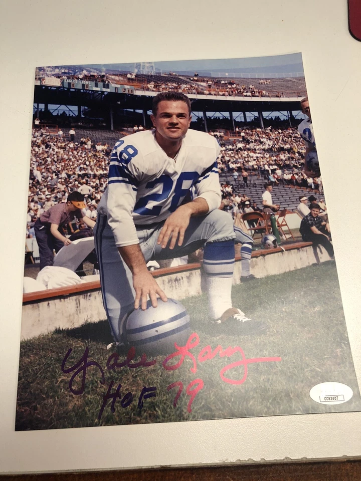 Yale Larry HOF Detroit Lions 8x10 Autographed Photo JSA Signature Signed - Image 1 of 4