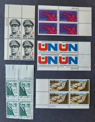 Ten USA 6-cent plate blocks MNH original gum as shown  -  see description - Image 1 of 2