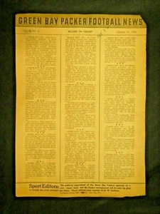 Rare January 13 1943 Green Bay Packers Football Newsletter For Press - Picture 1 of 2