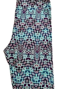 LuLaRoe Tall & Curvy 12-18 Leggings Tribal Navy Blue Mint Purple White Geometric - Picture 1 of 2