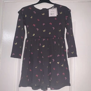 BNWT GIRL’S JOHN LEWIS GREY BUTTERFLY🦋 LONG SLEEVE SWEAT DRESS AGE 7 YRS - Picture 1 of 11