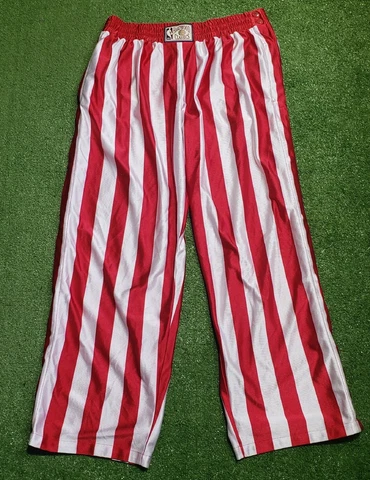 IU Indiana Hoosiers Pants XL Red White Candy Striped Snap Away Hardwood Classics Cover
