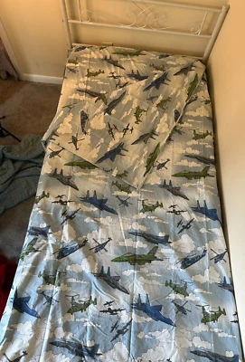 The Company Store- Company Kids- Twin Duvet Cover & Fit Sheet-Military Aircraft - Image 1 of 4