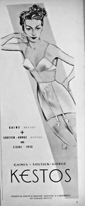 PUBLICITÉ DE PRESSE 1950 GAINE ET SOUTIEN-GORGE KESTOS LIGNE 1950 - Picture 1 of 1