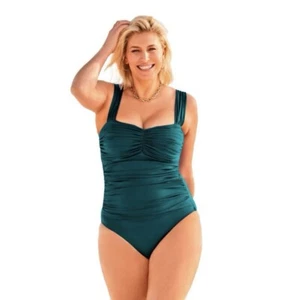 Swimsuits For All NWT Shirred Sweetheart 1pc SWIMSUIT size 22 Mediterranean - Picture 1 of 13