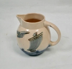 ceramic pitcher slipper art deco 1930 Digoin Sarreguemine boat seagull - Picture 1 of 9