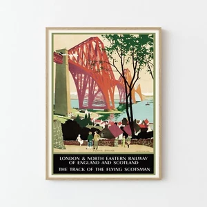 Póster de viaje vintage Forth Bridge Escocia impresión de bellas artes | Decoración del hogar - Imagen 1 de 7