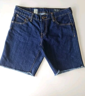 VOLCOM Night Walks Denim Shorts Size 10 Skinny Bermuda Fit Dark Blue Wash - Image 1 of 4