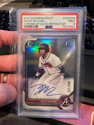 David McCabe 2022 Bowman Draft #CDA-DM Chrome Refractor AUTO /499 Braves PSA 9 - Image 1 of 2