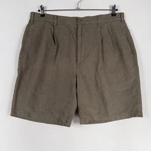 Jos. A. Pantalones Cortos Bank Para Hombre 38 Verde Oliva 100% Lino Plisado Frontal Clásico Verano - Imagen 1 de 9