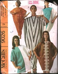 9026 Vintage McCalls SEWING Pattern Misses 1960s Abba Caftan Two Lengths OOP Sew - Picture 1 of 2