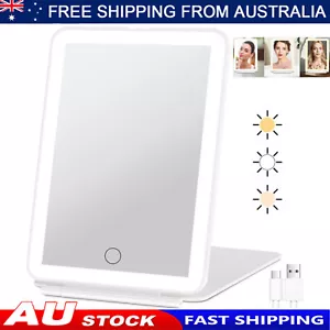 LED Travel Makeup Mirror 3 Color Light Rechargeable Dimmable Touch Beauty Mirror - Picture 1 of 14
