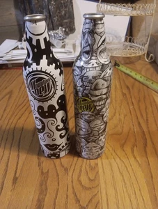 2 botellas artísticas Mountain Dew aluminio etiqueta verde. - Imagen 1 de 15