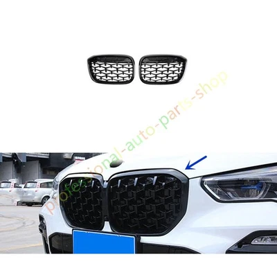 2pcs Gloss Black Frame Front Grille Grid Replace For BMW X3 2018-2021 X4 X3M X4M - Image 1 of 4