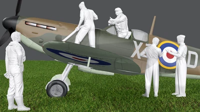 WWII RAF Battle of Britain - Spitfire Pilot - Ground Crew - 5 Figure Set - Image 1 of 4