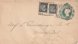 Canada HAMILTON ON Squared Circle Queen Victoria 2c Stny Half Cent x2 1895 TM 18 - Picture 1 of 1