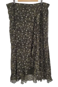 Neu Ditzy Blumen Rüschen Midi Rock Olivgrün Fee Grunge Boho Landhaus - XXL - Bild 1 von 11