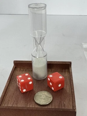棋盘游戏骰子与计时器-一对红色骰子与小时玻璃类型计时器-替换件PC — 第 1/2 张图片