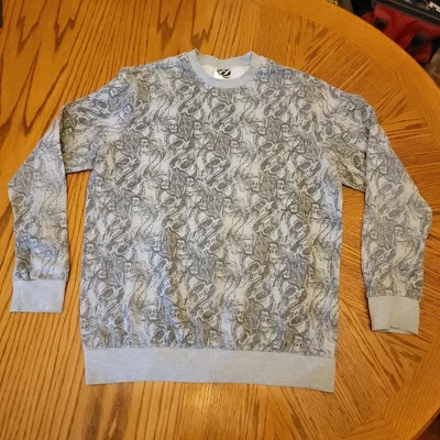 Men's XL Hybrid Gray Winged Skeleton Skulls AOP Long Sleeve Pullover Sweatshirt - Image 1 of 4