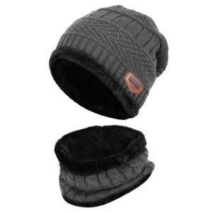 Kids Winter Knit Hat and Scarf Set, 2Pcs Warm Fleece Lining Beanie Cap and Sc... - Picture 1 of 5