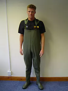 Dunlop Safety Chest Waders c/w steel toecap + mid sole - size 7 UK/ 41 EUR - Picture 1 of 2