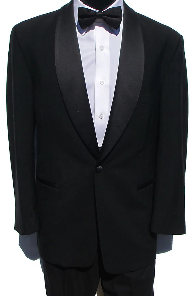 41S Mens Classic Black 1 Button Shawl Tuxedo Package Prom Wedding Formal Evening - Image 1 of 3