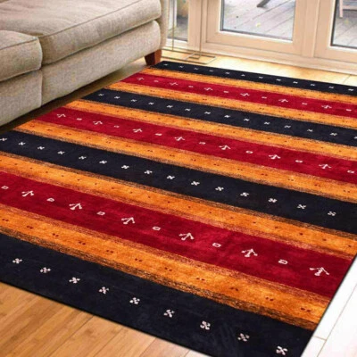 Hand Knotted Gabbeh Silk Mix 9'x12' Area Rug Contemporary Charcoal Gold BBLSM222 - Image 1 of 4