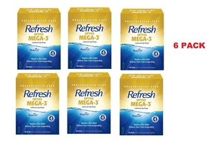 6 PACK -Refresh Optive MEGA-3 Lubricant Eye Drops Preservative-0.4 mL -30 Single - Picture 1 of 5