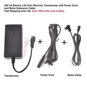 Pride Okin Limoss Electric Lift Chair power Recliner Transformer 29V2A w/ cable