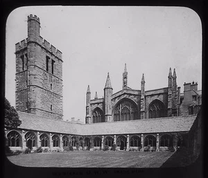 Glass Magic Lantern Slide BELL TOWER NEW COLLEGE OXFORD C1890 VICTORIAN PHOTO - Picture 1 of 2