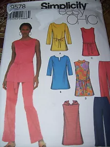 🌻SIMPLICITY #9578-LADIES LONG TUNIC or TOP & NO WAISTBAND PANTS PATTERN 8-14 FF - Picture 1 of 2
