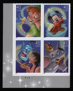 #4195a 41c Disney: Magic, Plate Block [V1111111 LL] Mint **ANY 5=FREE SHIPPING** - Picture 1 of 1