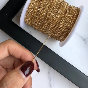 10M Copper Metal Ball Beads Chains Accessories DIY Jewelry Bracelet Tag Making - Picture 1 of 13