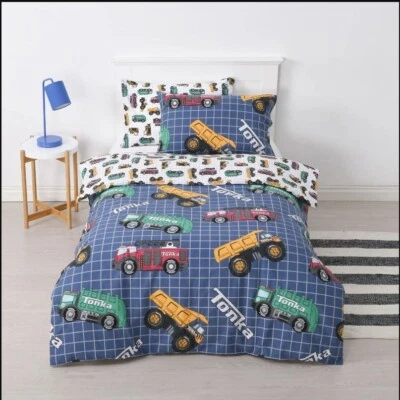 TONKA TRUCKS CARS MONSTER MACHINES Reversible DOUBLE Bed Quilt Cover Set COTTON — 第 1/3 张图片