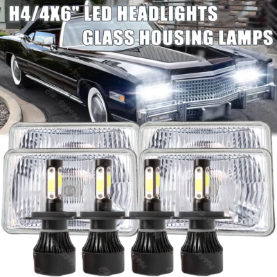 4x6 inch LED Headlights Hi-Lo Beam For Cadillac Eldorado 1975-1985 Ford Mustang - Image 1 of 4