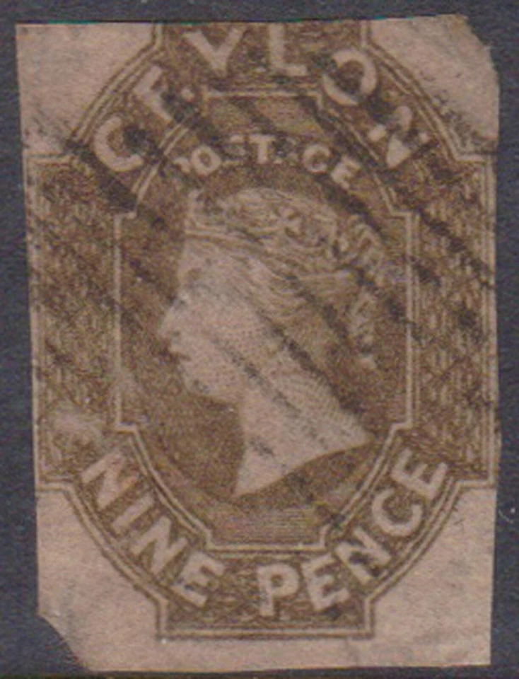 (F265-16) 1863 Ceylon 9d brown QVIC stamp (P)   (LX23) - Image 1 of 1