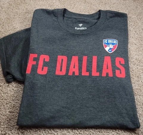 New! MLS FC DALLAS-Gray Comb.Cttn, Mens SS, Logo Print Tee Team Shirt-(S) Cover