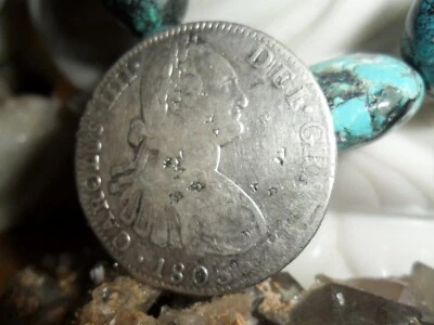 1805 Chopmarks Silver 8 Reales 1800's Spanish Colonial Dollar Pirate Coin - Image 1 of 4