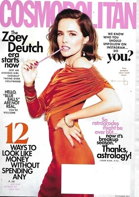 Cosmopolitan Magazine Zoey Deutch Astrology Plan Budget Fashion Love Tips 2019 - Image 1 of 4